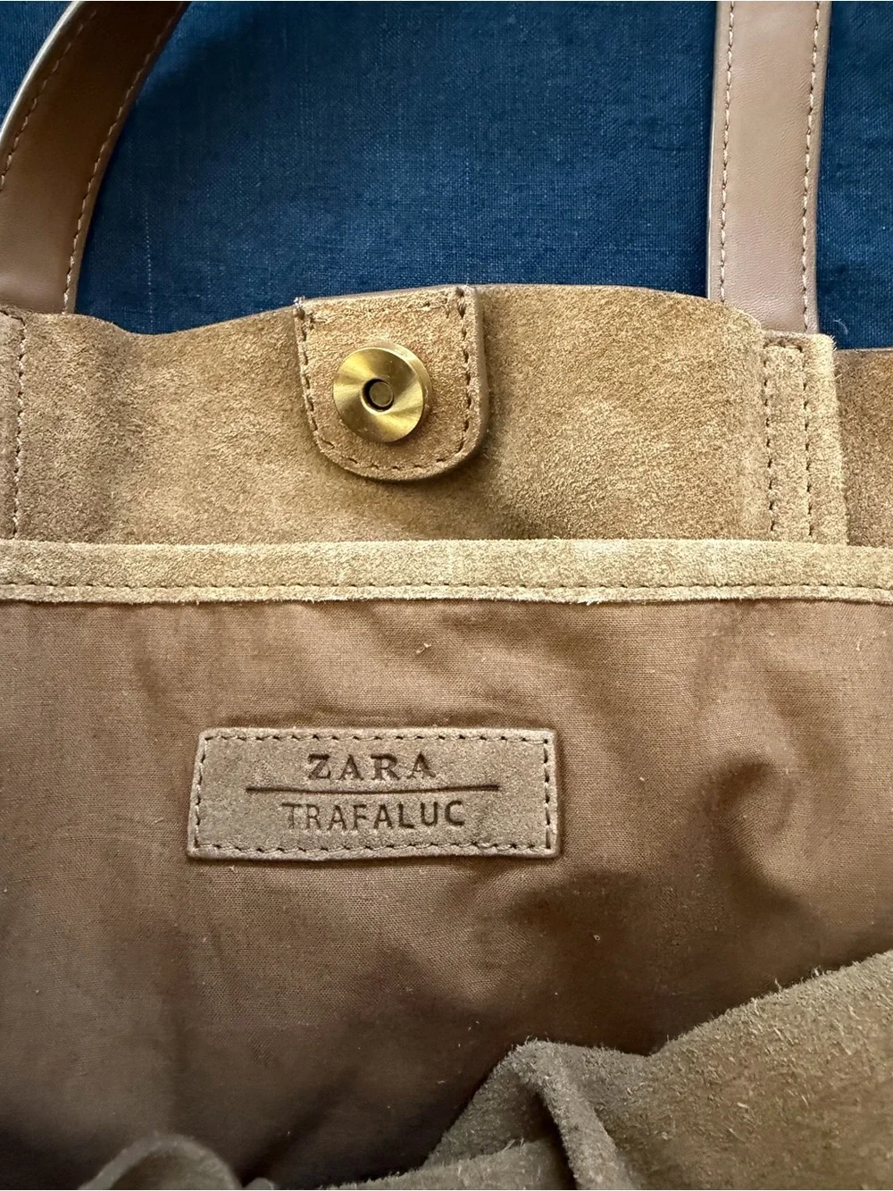 ZARA Suede Tote Bag in Brown